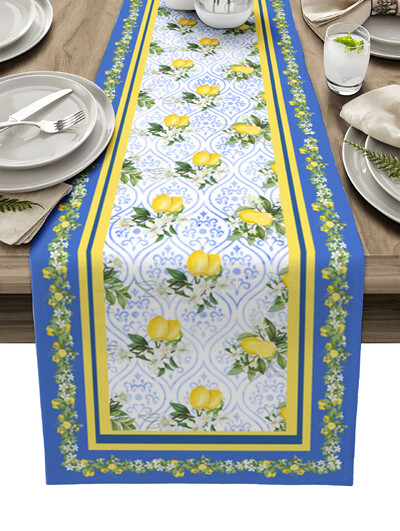 Pastoral Beauty Yellow Lemon Print Плъзгач за маса Семейна трапезна маса ТВ шкаф Маса за кафе Плъзгач за маса от бельо