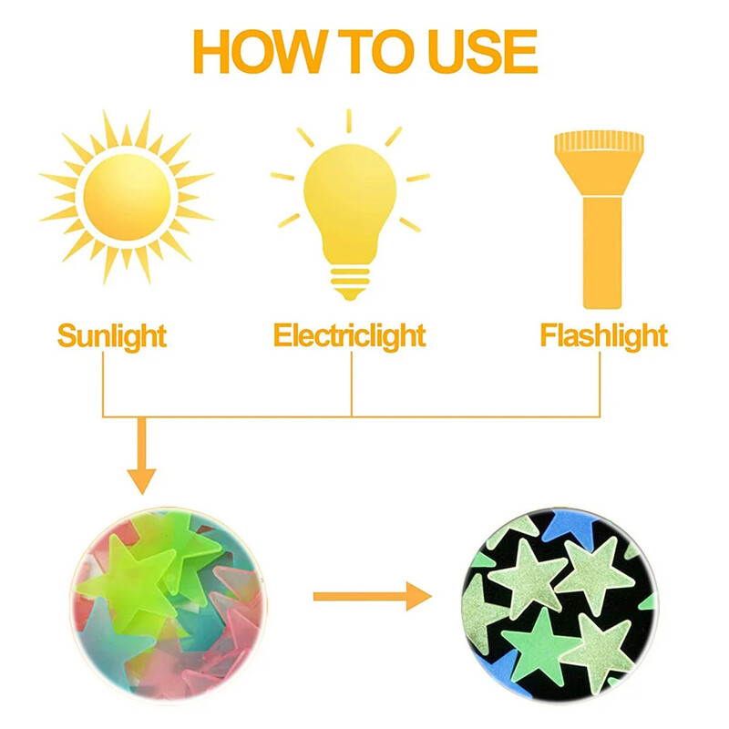 100db/szett csillagok világító fali matricák sötétben világítanak gyerekeknek babaszoba dekorációs matricák színes csillag otthoni barkács dekor falfestmény
