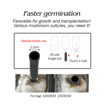 Пластмасова автоклавираща се пръчка за инокулация на гъби. Перфоратор за отглеждане на ядливи гъби за ферма на открито Бързо растящи гъбички Градински инструменти