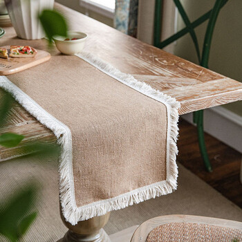 Table Runners Farmhouse Ρουστίκ φυσική δαντέλα από γιούτα Vintage Country γάμος Γενέθλια Χριστουγεννιάτικη γιορτή των Ευχαριστιών Διακόσμηση τραπεζιού