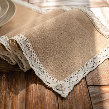 Table Runners Farmhouse Ρουστίκ φυσική δαντέλα από γιούτα Vintage Country γάμος Γενέθλια Χριστουγεννιάτικη γιορτή των Ευχαριστιών Διακόσμηση τραπεζιού