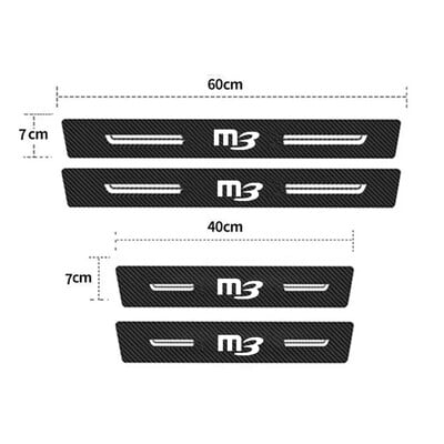 Chránič prahu dverí auta, nárazník kufra, odolný proti poškriabaniu, nálepky pre Mazda M3 Badge 2023, prahové lišty z uhlíkových vlákien na pedále dverí
