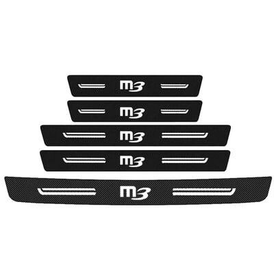 Chránič prahu dverí auta, nárazník kufra, odolný proti poškriabaniu, nálepky pre Mazda M3 Badge 2023, prahové lišty z uhlíkových vlákien na pedále dverí