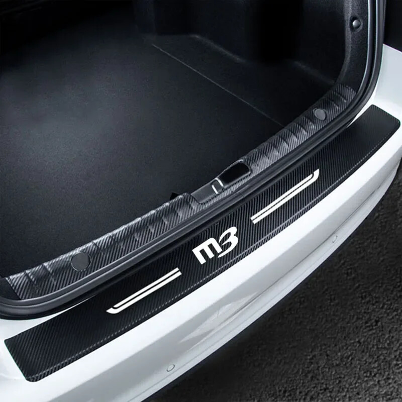 Chránič prahu dverí auta, nárazník kufra, odolný proti poškriabaniu, nálepky pre Mazda M3 Badge 2023, prahové lišty z uhlíkových vlákien na pedále dverí