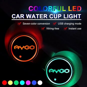 Car Styling 7 Χρώματα LED Drinks Βάση Ποτών Water Coaster Cup Έμβλημα για το σήμα AYGO Intelligent Light USB Charging