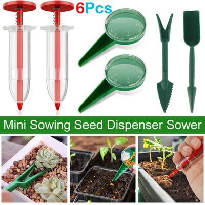 6 τεμ. Mini Sowing Seed Dispenser Manual Syringe Seeder Sower Set Spreader Handheld Seed Fertilizing Planter Gardening Tool