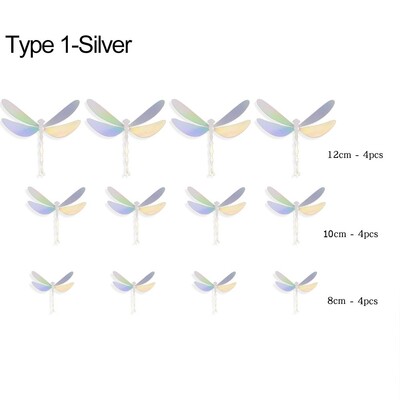 Αυτοκόλλητο τοίχου 12 ΤΕΜ 3D Imitation Dragonfly Διακόσμηση γάμου με μεταλλική υφή PVC Αυτοκόλλητα τοίχου με πεταλούδα