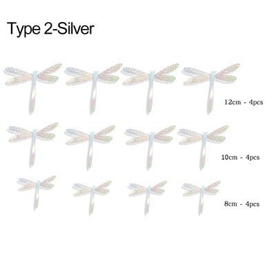 Αυτοκόλλητο τοίχου 12 ΤΕΜ 3D Imitation Dragonfly Διακόσμηση γάμου με μεταλλική υφή PVC Αυτοκόλλητα τοίχου με πεταλούδα