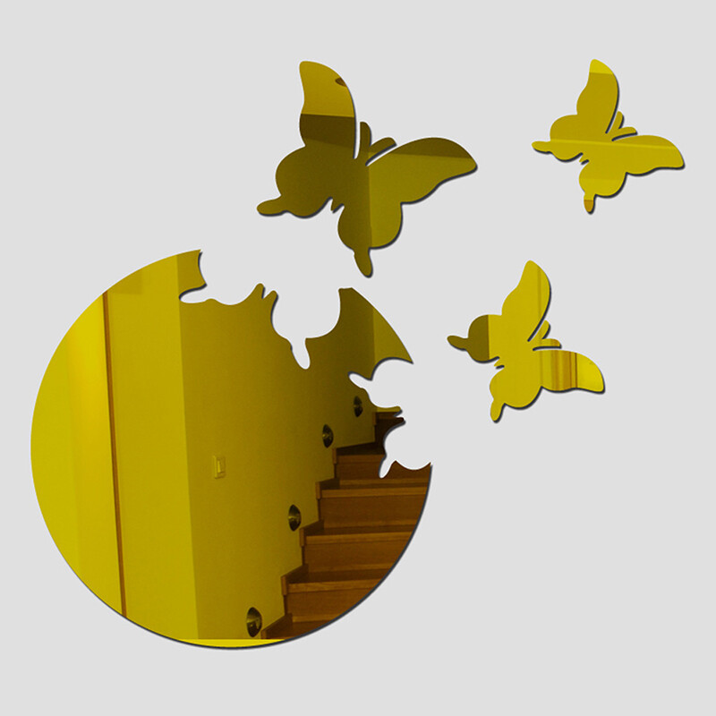 4 ks 3D motýľ DIY zrkadlová nástenná nálepka na dekoráciu izby nálepky dekorácie do domácnosti spálňa kúpeľňa obývačka dekor