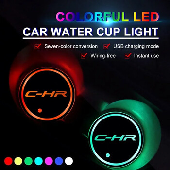 Αυτοκίνητο Styling 7 Χρώματα LED Drinks Βάση Ποτών Water Coaster Cup Emmblem Pad for C-HR Emblem Intelligent Light USB Charging