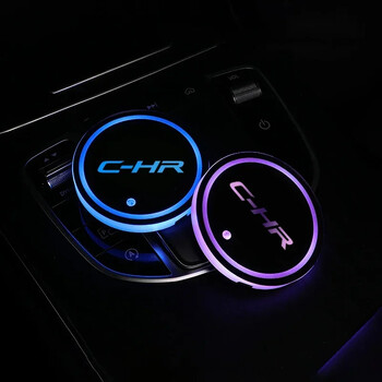 Αυτοκίνητο Styling 7 Χρώματα LED Drinks Βάση Ποτών Water Coaster Cup Emmblem Pad for C-HR Emblem Intelligent Light USB Charging