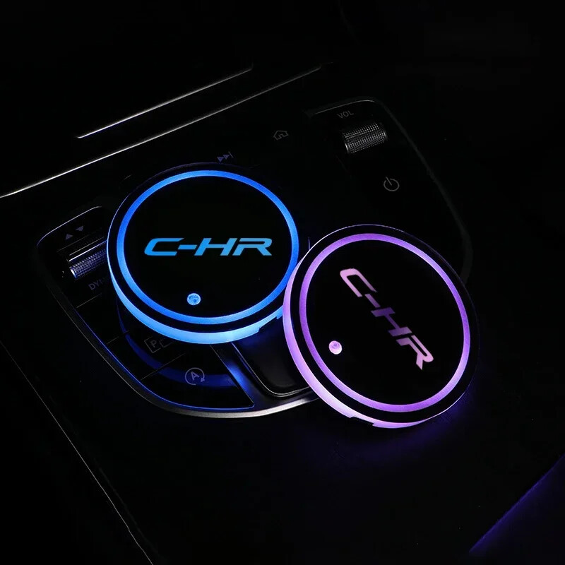 Styling auta 7 farieb LED držiak na nápoje vodná dráha podložka na pohár emblém pre C-HR emblém inteligentné svetlo nabíjanie cez USB