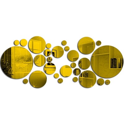 Αυτοκόλλητο τοίχου 32 τμχ μοντέρνο 3D καθρέφτη Αυτοκόλλητο τοίχου σε κύκλο ασημί χαλκομανίες καθρέφτη Αυτοκόλλητα στολίδια τέχνης Διακόσμηση φόντου σπιτιού