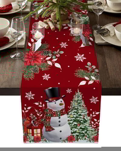 Crăciun Om de Zăpadă Fulg de Nea Runner de masă Masa Nunta Casa Decorat bucatarie Anul Nou Decorat Cadou de Sarbatori Fata de masa