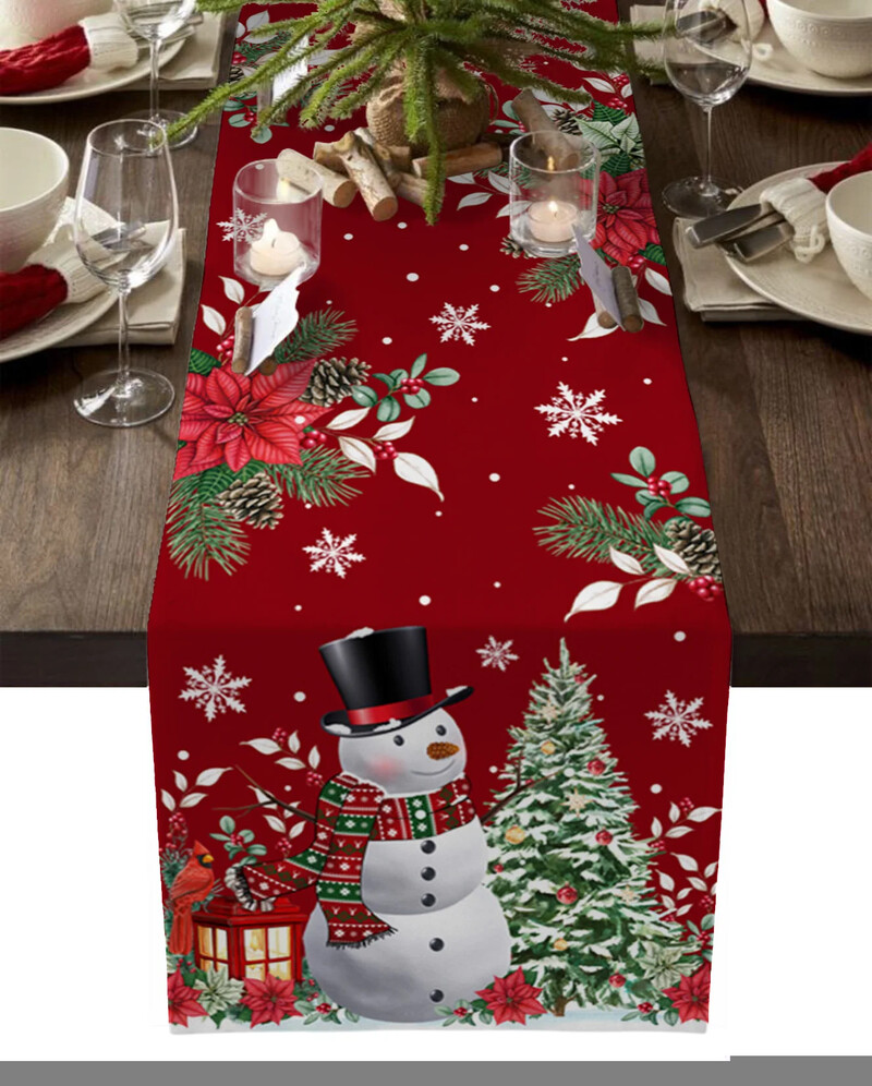 Crăciun Om de Zăpadă Fulg de Nea Runner de masă Masa Nunta Casa Decorat bucatarie Anul Nou Decorat Cadou de Sarbatori Fata de masa