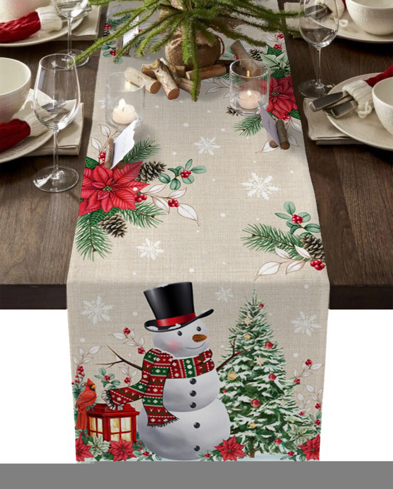 Crăciun Om de Zăpadă Fulg de Nea Runner de masă Masa Nunta Casa Decorat bucatarie Anul Nou Decorat Cadou de Sarbatori Fata de masa