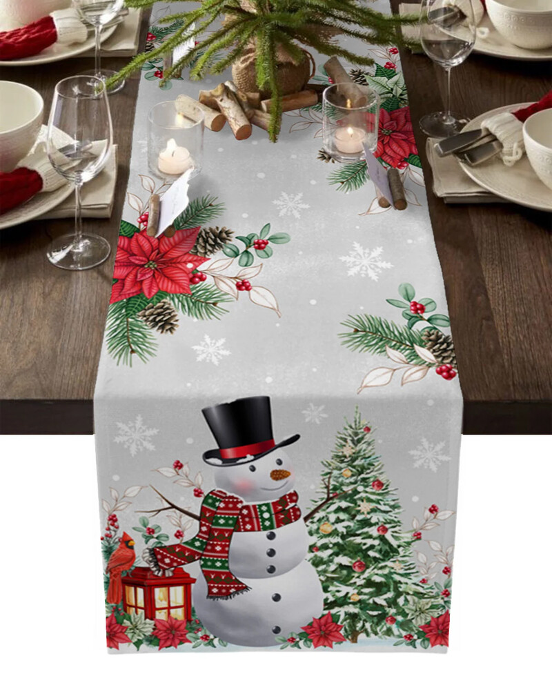 Crăciun Om de Zăpadă Fulg de Nea Runner de masă Masa Nunta Casa Decorat bucatarie Anul Nou Decorat Cadou de Sarbatori Fata de masa