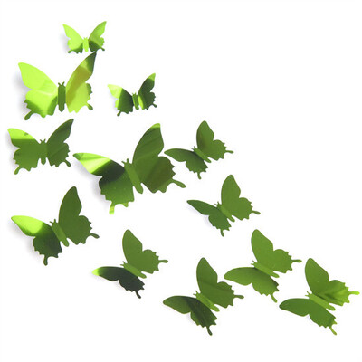 12 buc/lot 3D Fluture Oglindă Autocolant de perete Decal Artă de perete Detașabil Decorare de nuntă Autocolant de decorare pentru cameră pentru copii