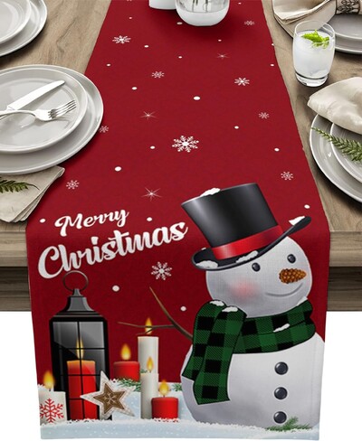 Χριστουγεννιάτικο Πουανσέτι Πουλί κουκουνάρι λινό Τραπέζι Runner Dresser Κασκόλ Χειμωνιάτικο Χριστουγεννιάτικο τραπέζι Κουζίνα Runner Χριστουγεννιάτικα διακοσμητικά