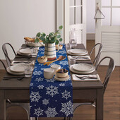 Χριστουγεννιάτικο Snowflake Texture Μπλε Τραπέζι Runners Διακόσμηση κουζίνας σπιτιού Φεστιβάλ Γαμήλιο πάρτι Αξεσουάρ τραπεζαρίας Χαλάκια τοποθέτησης