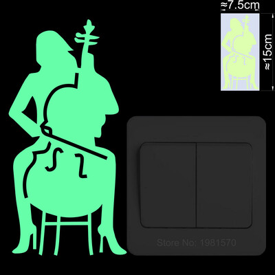 Žiariace hudobné nálepky, nástenný vypínač do detskej izby, dekorácia chladničky, hudobná umelecká nálepka: husle/klavír/saxofón/trombón/klarinet/gitara...