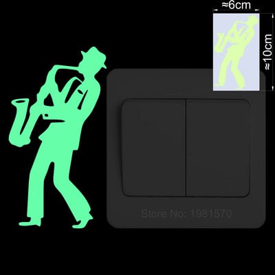 Žiariace hudobné nálepky, nástenný vypínač do detskej izby, dekorácia chladničky, hudobná umelecká nálepka: husle/klavír/saxofón/trombón/klarinet/gitara...
