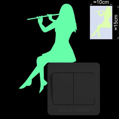 Žiariace hudobné nálepky, nástenný vypínač do detskej izby, dekorácia chladničky, hudobná umelecká nálepka: husle/klavír/saxofón/trombón/klarinet/gitara...