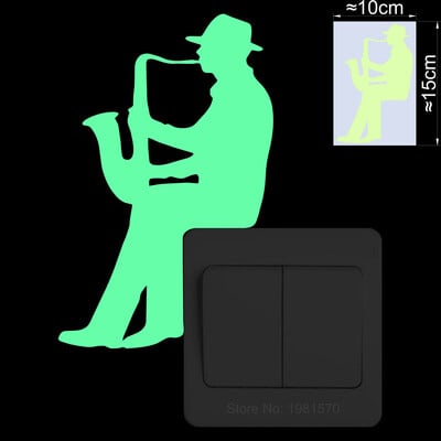 Žiariace hudobné nálepky, nástenný vypínač do detskej izby, dekorácia chladničky, hudobná umelecká nálepka: husle/klavír/saxofón/trombón/klarinet/gitara...