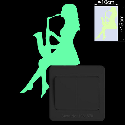 Žiariace hudobné nálepky, nástenný vypínač do detskej izby, dekorácia chladničky, hudobná umelecká nálepka: husle/klavír/saxofón/trombón/klarinet/gitara...
