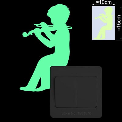 Žiariace hudobné nálepky, nástenný vypínač do detskej izby, dekorácia chladničky, hudobná umelecká nálepka: husle/klavír/saxofón/trombón/klarinet/gitara...