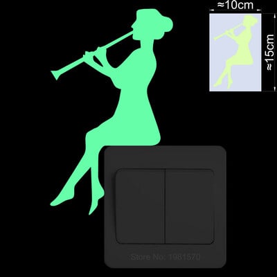 Žiariace hudobné nálepky, nástenný vypínač do detskej izby, dekorácia chladničky, hudobná umelecká nálepka: husle/klavír/saxofón/trombón/klarinet/gitara...