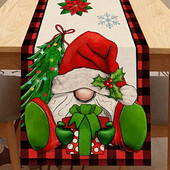 Χριστουγεννιάτικη Καρό Διακόσμηση Γέρων Λινά Τραπέζι Flag Poinsettia Κουζίνα Σπίτι Διακόσμηση Τραπεζαρίας Εσωτερικού εξωτερικού χώρου Προμήθειες για πάρτι