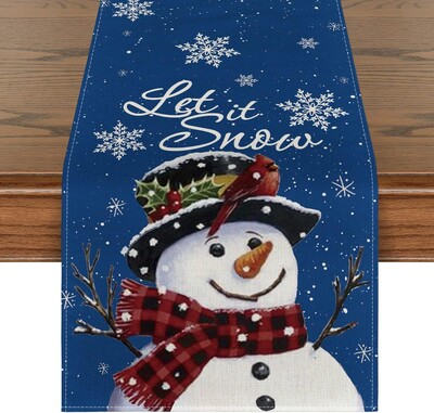 Χριστουγεννιάτικο τραπέζι Runner Διακοσμήσεις Χιονάνθρωπου Πρωτοχρονιάτικο Φεστιβάλ Κατάλληλο για Διακόσμηση Εσωτερικών και Εξωτερικών Χώρων
