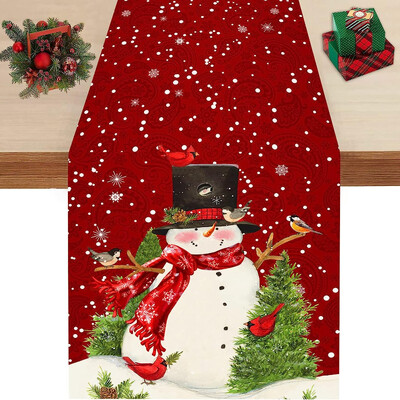 Χριστουγεννιάτικο τραπέζι Runner Διακοσμήσεις Χιονάνθρωπου Πρωτοχρονιάτικο Φεστιβάλ Κατάλληλο για Διακόσμηση Εσωτερικών και Εξωτερικών Χώρων
