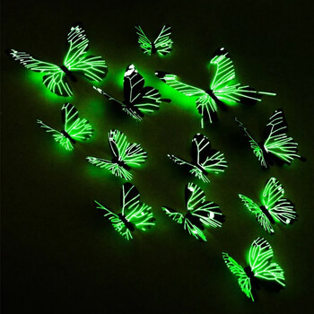 Νέο 12Pcs Fashion 3D Luminous Butterfly Δημιουργικό αυτοκόλλητο τοίχου για αυτοκόλλητα τοίχου DIY Μοντέρνα τέχνη τοίχου Διακοσμήσεις σπιτιού DIY δώρο