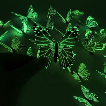 Νέο 12Pcs Fashion 3D Luminous Butterfly Δημιουργικό αυτοκόλλητο τοίχου για αυτοκόλλητα τοίχου DIY Μοντέρνα τέχνη τοίχου Διακοσμήσεις σπιτιού DIY δώρο