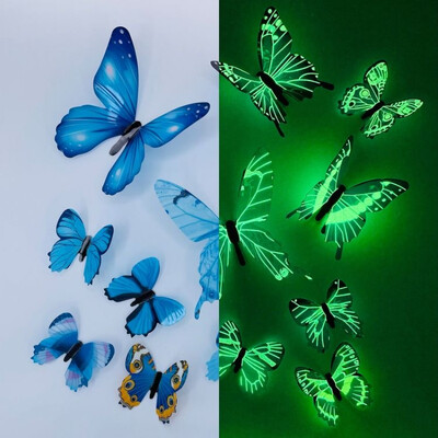Νέο 12Pcs Fashion 3D Luminous Butterfly Δημιουργικό αυτοκόλλητο τοίχου για αυτοκόλλητα τοίχου DIY Μοντέρνα τέχνη τοίχου Διακοσμήσεις σπιτιού DIY δώρο