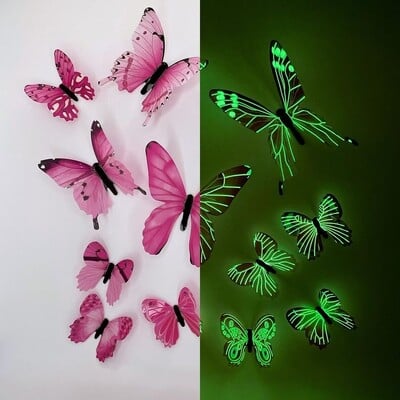 Νέο 12Pcs Fashion 3D Luminous Butterfly Δημιουργικό αυτοκόλλητο τοίχου για αυτοκόλλητα τοίχου DIY Μοντέρνα τέχνη τοίχου Διακοσμήσεις σπιτιού DIY δώρο