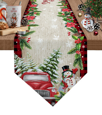 Karácsonyi gnóm hópehely vászon asztali futó esküvői parti dekorációk újévi asztalterítő asztali futó Navidad dekorációk
