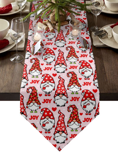 Karácsonyi gnóm hópehely vászon asztali futó esküvői parti dekorációk újévi asztalterítő asztali futó Navidad dekorációk