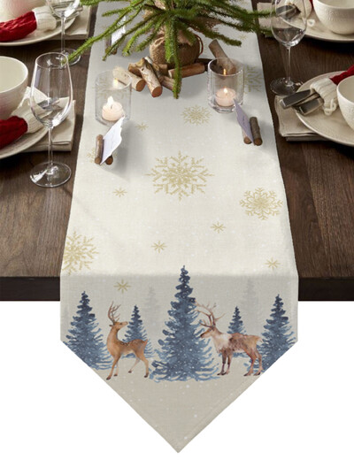 Karácsonyi gnóm hópehely vászon asztali futó esküvői parti dekorációk újévi asztalterítő asztali futó Navidad dekorációk