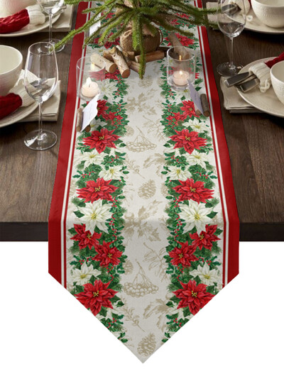 Karácsonyi gnóm hópehely vászon asztali futó esküvői parti dekorációk újévi asztalterítő asztali futó Navidad dekorációk