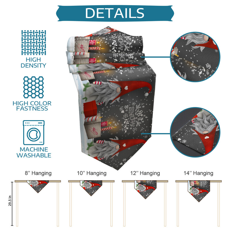 Karácsonyi gnóm hópehely vászon asztali futó esküvői parti dekorációk újévi asztalterítő asztali futó Navidad dekorációk