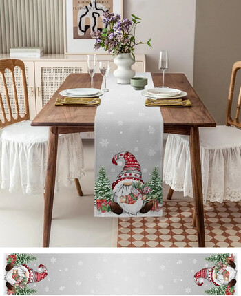 Χριστουγεννιάτικο Snowman Tree Branch Snowflake Linen Table Runners Διακόσμηση τραπεζιού Χειμωνιάτικο Χριστουγεννιάτικο τραπέζι τραπεζαρίας Runners Χριστουγεννιάτικα διακοσμητικά