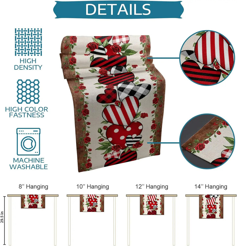 Valentinovo Crvene ruže Ljubavno srce Drvene staze za blagovaonski stol Dekoracija za zabavu na farmi Staze za blagovaonski stol Dekoracije za vjenčanje