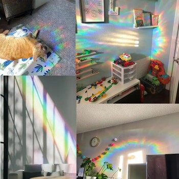 Rainbow Suncatcher Стикери за прозорци PVC Cat Butterfly Prism Стъклен стикер за стена Декорация на спалня за деца Самозалепваща се стикера