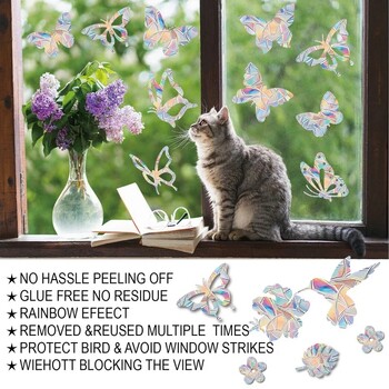 Rainbow Suncatcher Αυτοκόλλητα Παραθύρου PVC Cat Butterfly Prism Γυάλινο Αυτοκόλλητο Τοίχου Σπίτι Παιδική Διακόσμηση Υπνοδωματίου Αυτοκόλλητο Αυτοκόλλητο