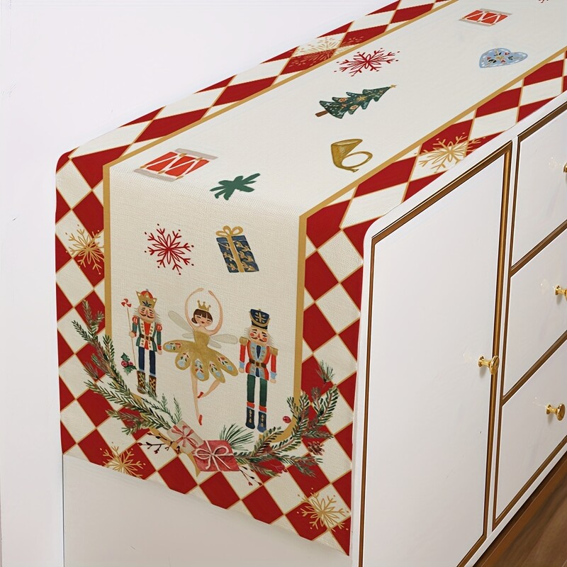 Spărgător de nuci de Crăciun Trase de masă din in, eșarfă de toaletă, iarnă, vacanță de Crăciun, decorațiuni de petrecere în bucătărie, decorațiuni reutilizabile de Crăciun 2025