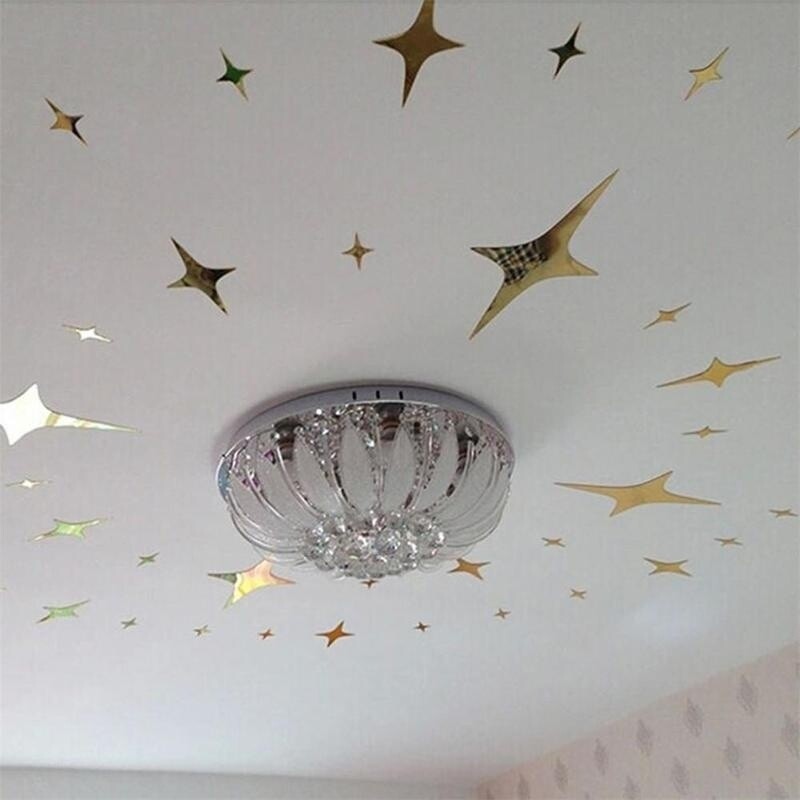 50 vnt. „Vogue“ nuimami 3D žvaigždės formos veidrodinio efekto populiarūs namų dekoro sienų meno lipdukai