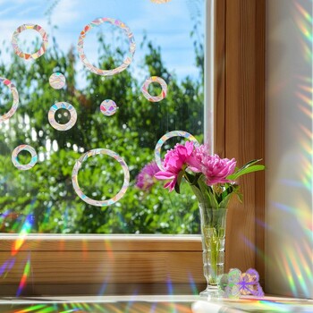 Αυτοκόλλητο τοίχου 29 στυλ Rainbow Maker Sun Catcher Αυτοκόλλητο τοίχου Cat Bird Star Mushroom Moon Sun DIY Παράθυρο γυαλί με ηλεκτροστατικά πρίσματα